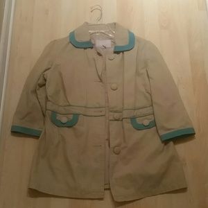 Old Navy Khaki with Turquoise Trim Pea Coat - L